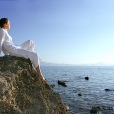 woman on rocks