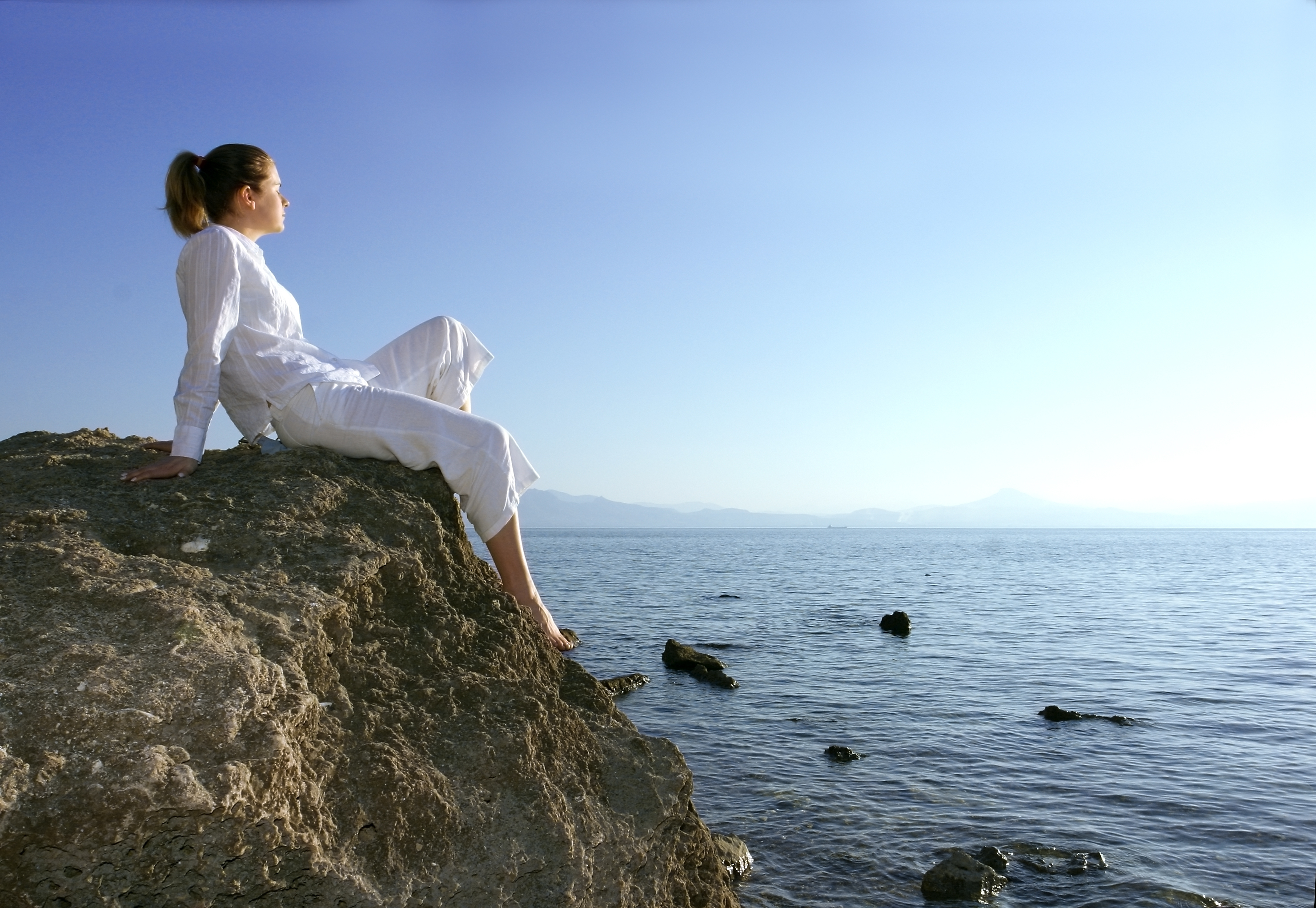 woman on rocks