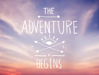 Bright Pink Sky with Adventure Quote